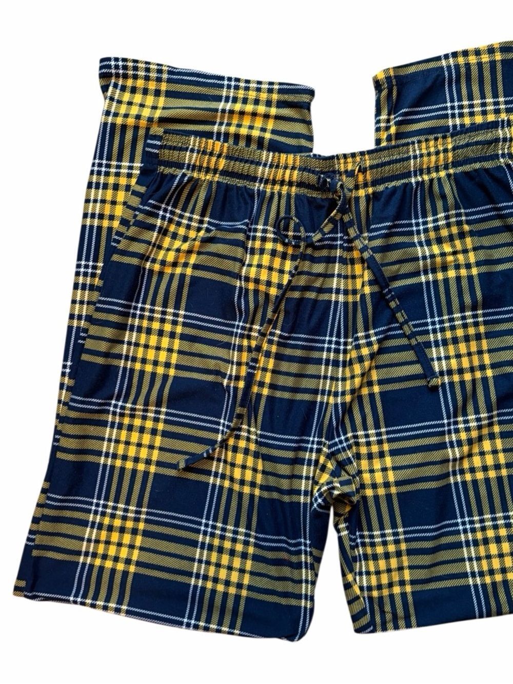 Sideline Apparel Navy & Yellow Plaid Drawstring Pajama Pants Large